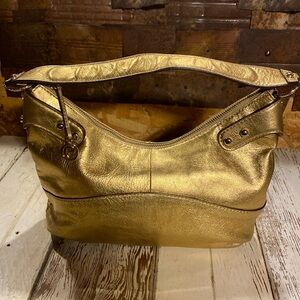 Etienne Aigner Gold Leather Handbag